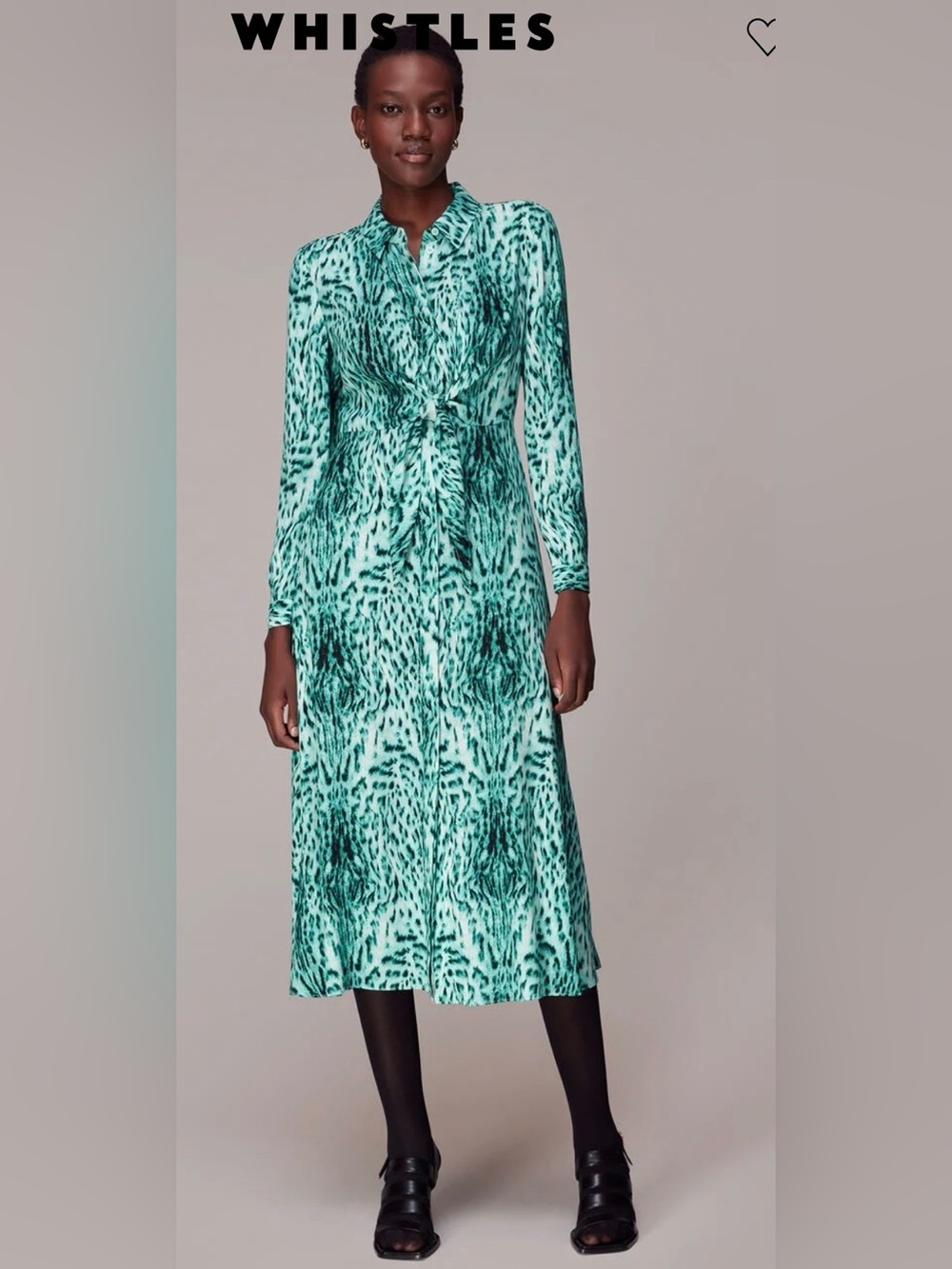 Whistles Brushed Leopard Tie Midi Dress